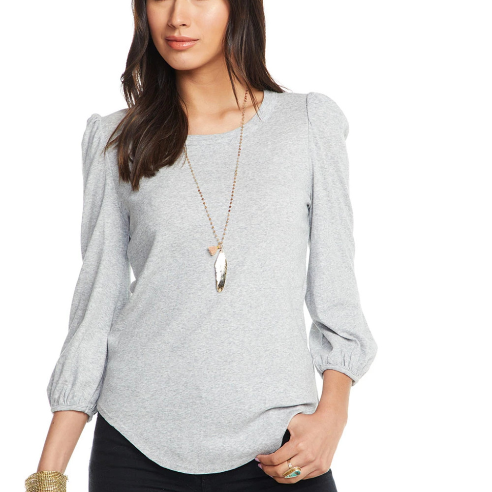 NWT Chaser BABY RIB PUFF 3/4 SLEEVE SHIRTTAIL TEE